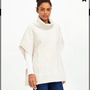 LOFT Cowl Neck Poncho Sweater, Oatmeal Colored Size XS/S